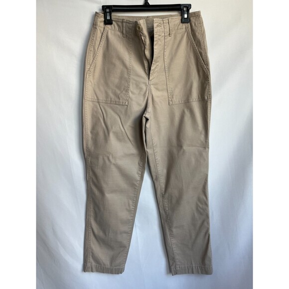 Uniqlo Womens Cargo Khaki Pants High Waisted Size 8 Hiking Camping Outdoors - Picture 1 of 10